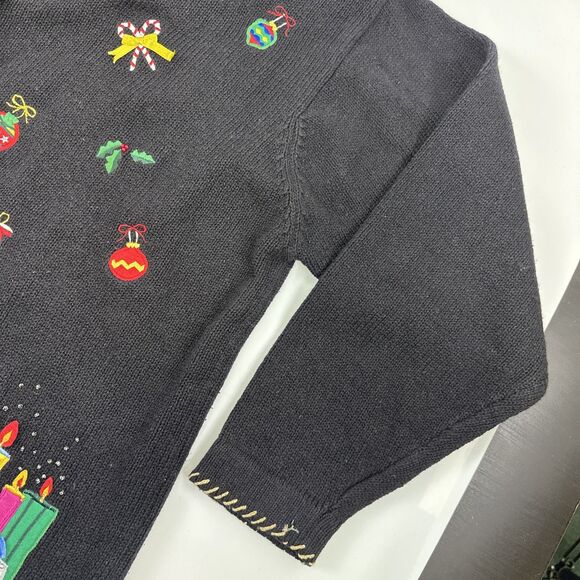 The Quacker Factory Christmas Sweater Cardigan Ornaments Presents Candles 1X - Picture 6 of 15